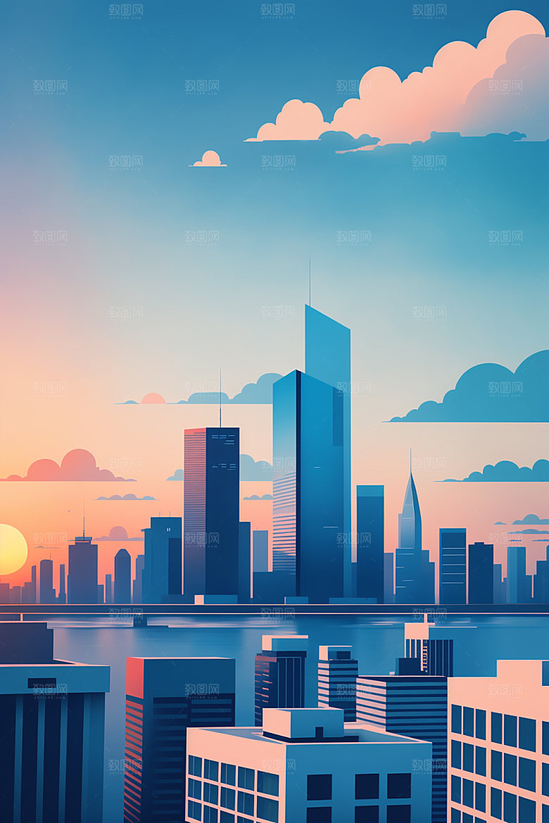 城市都市扁平风插画