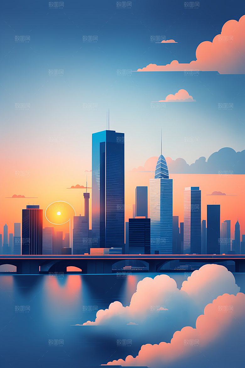 城市都市简约插画