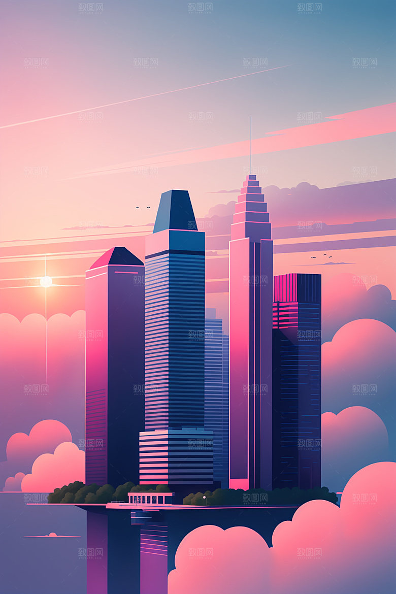 城市艺术简约插画