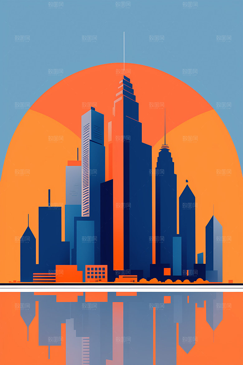 城市楼房大厦插画