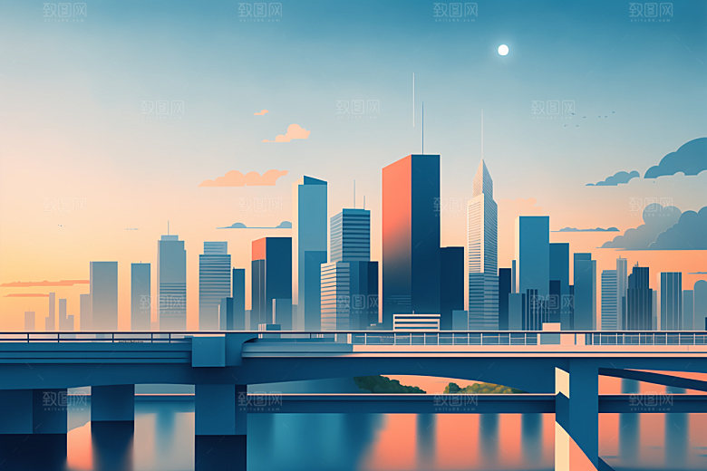 城市楼房都市插画