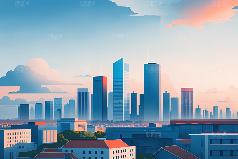 城市楼房简约插画