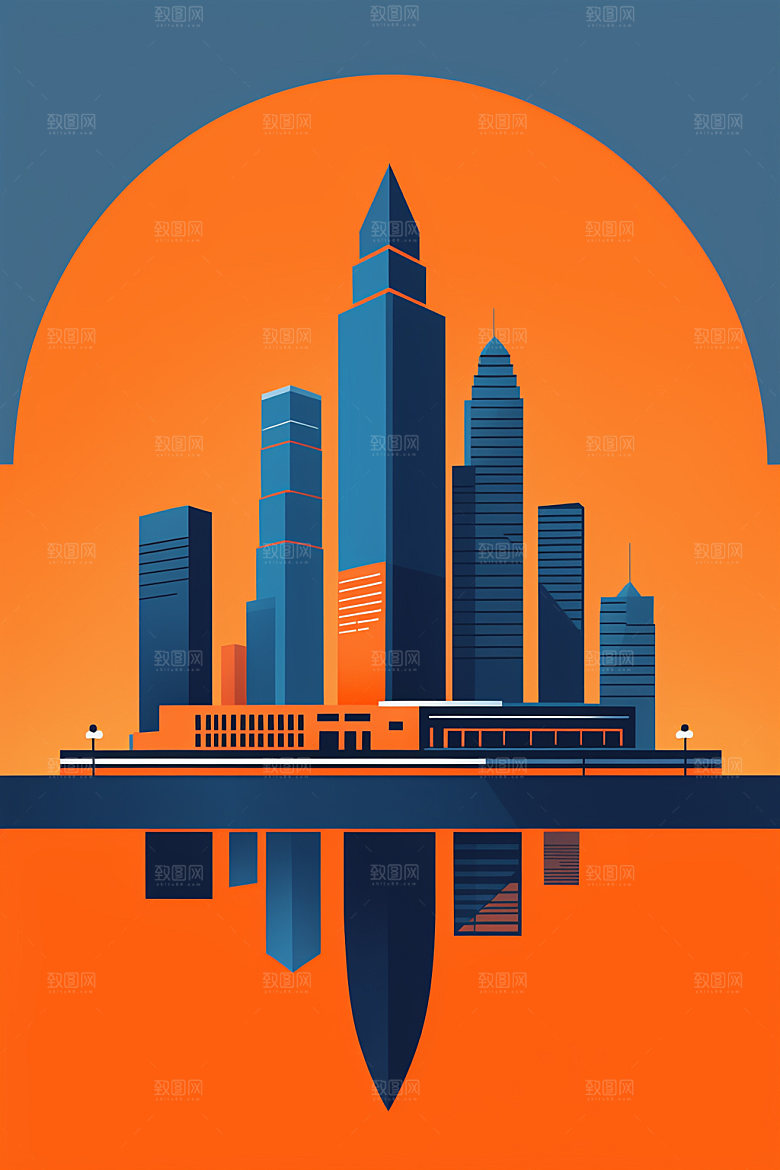 城市大厦楼房插画