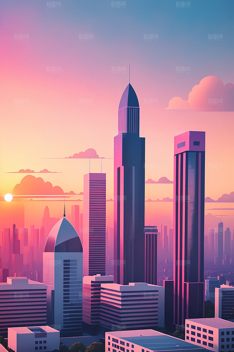 城市大厦都市插画