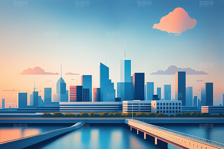 城市地标都市插画