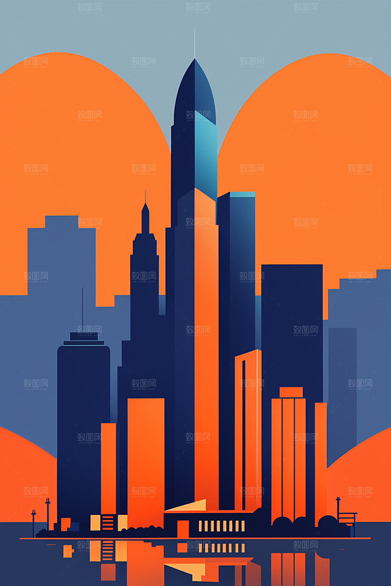 城市楼房都市插画