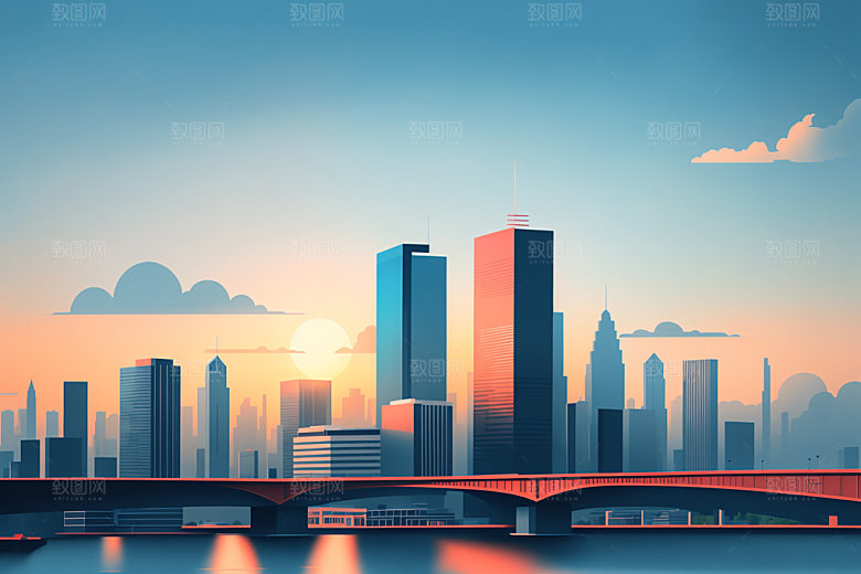 城市大厦都市插画