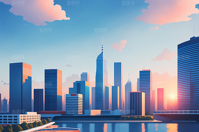 城市艺术大厦插画