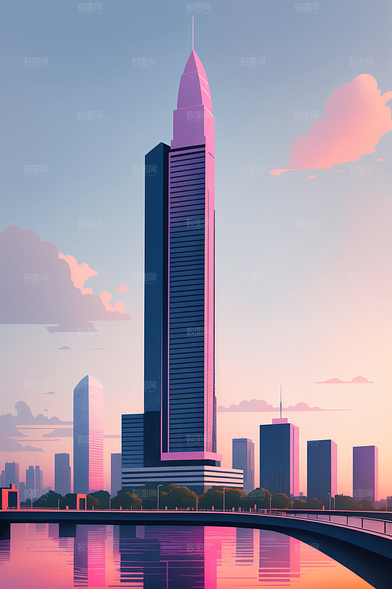 城市艺术大厦插画
