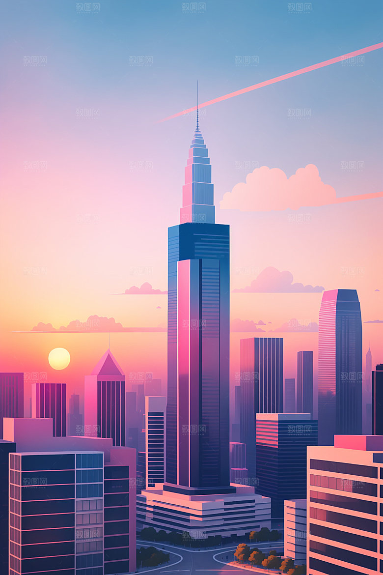 城市艺术大厦插画