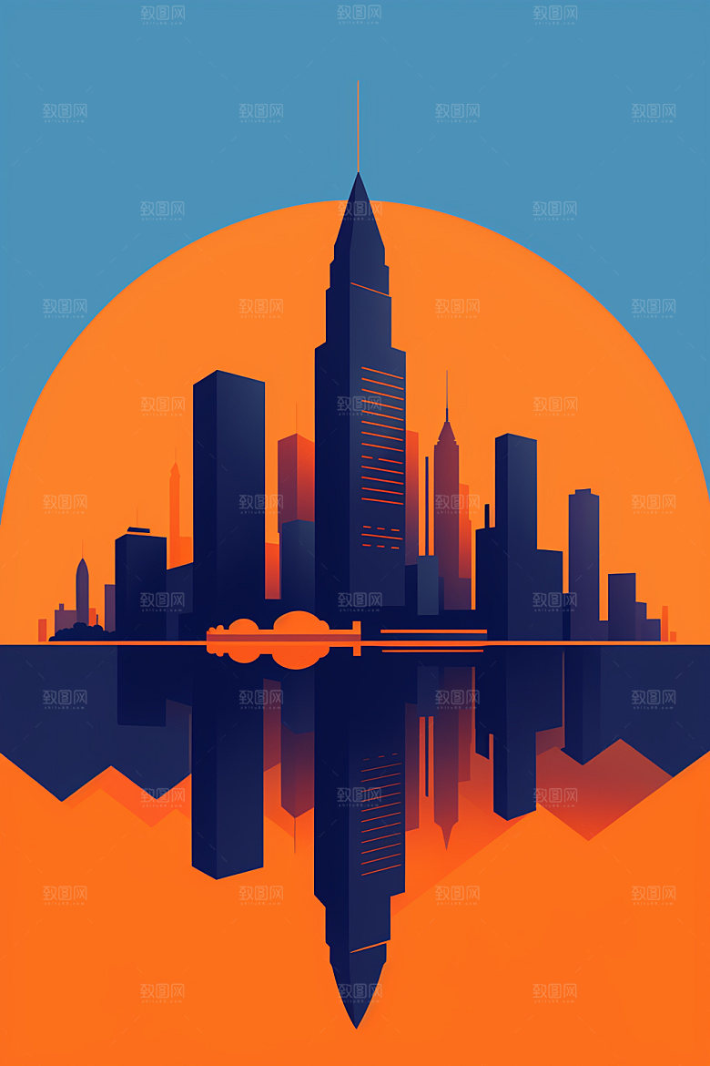 城市大厦都市插画