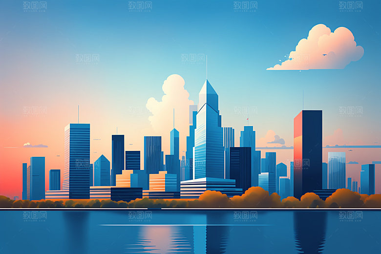城市艺术地标插画