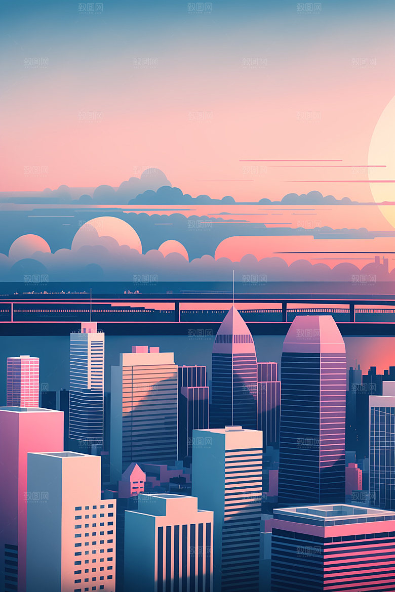 城市都市楼房插画