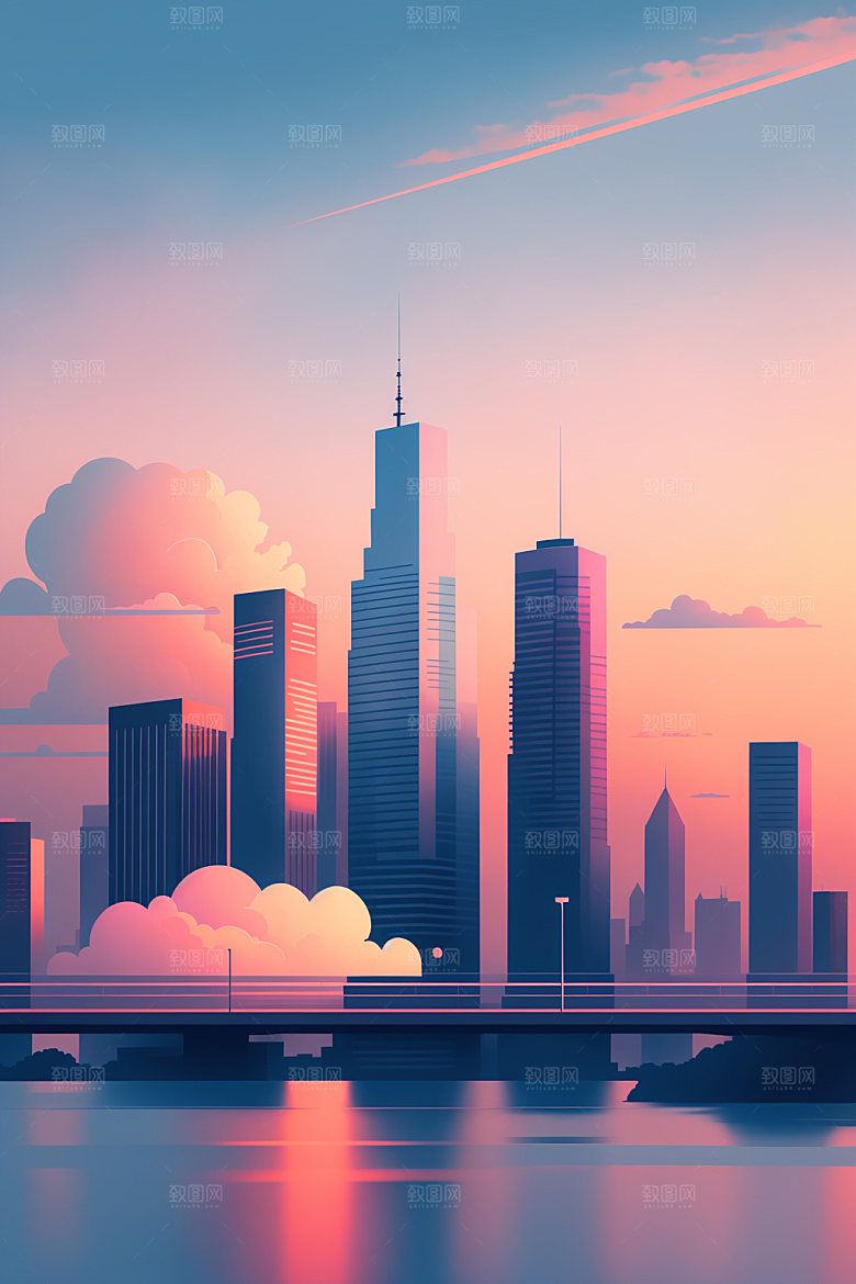 城市楼房大厦插画