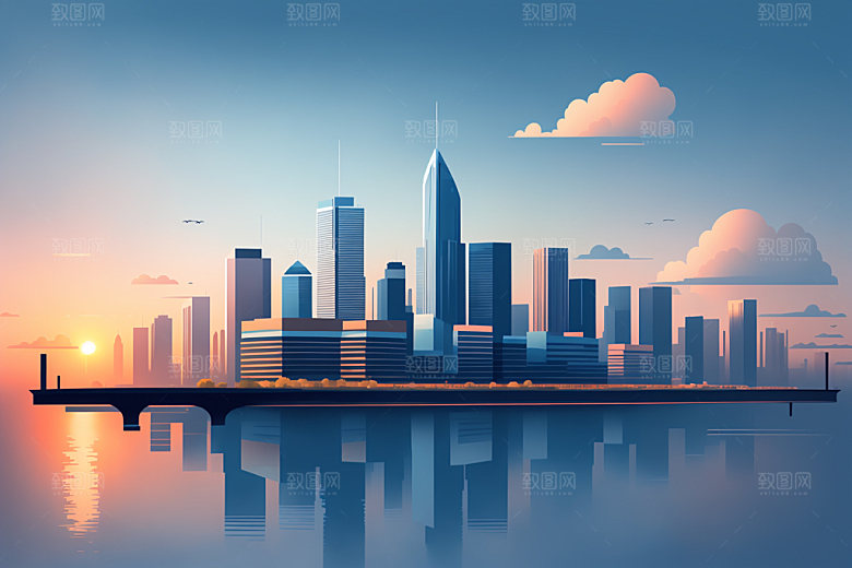 城市大厦都市插画