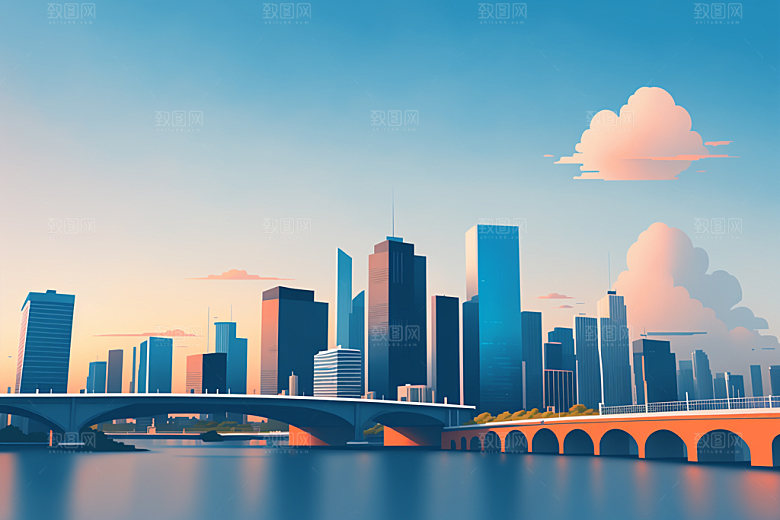 城市大厦都市插画