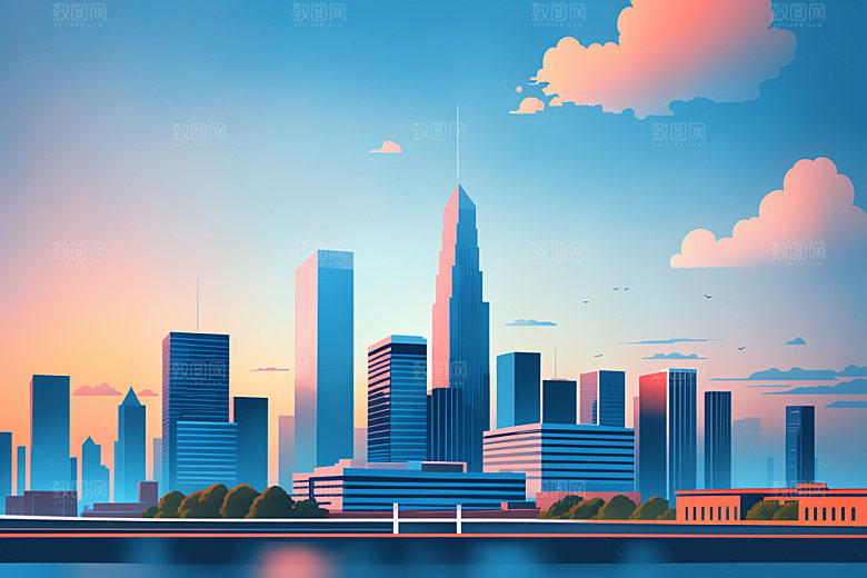 城市都市简约插画