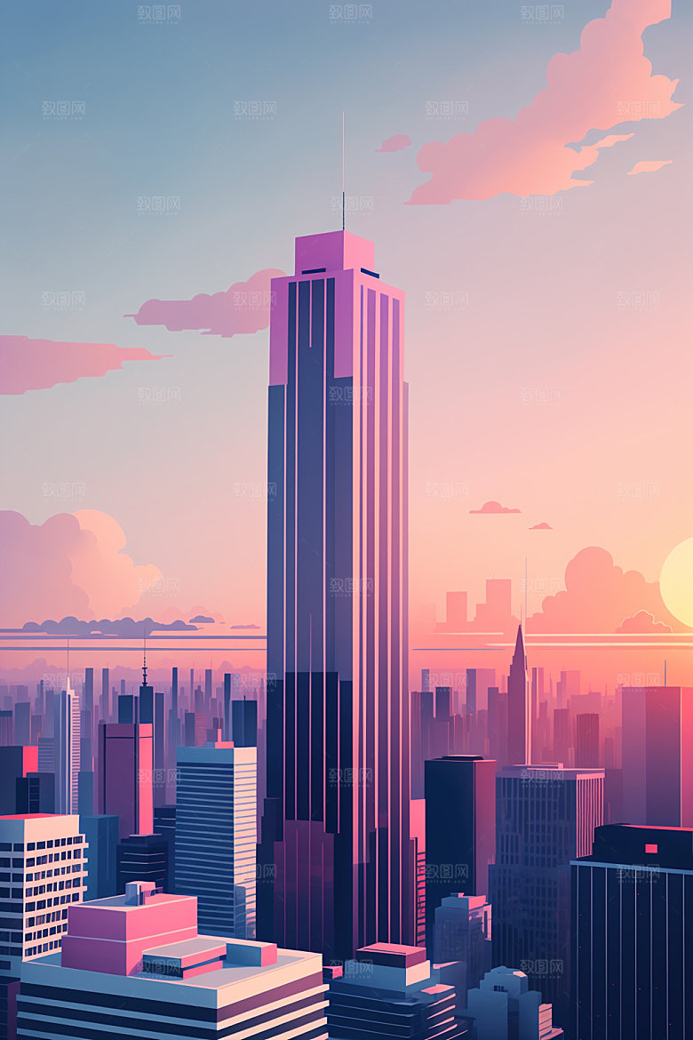 城市艺术楼房插画