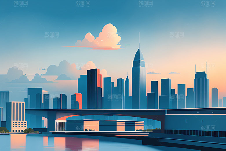 城市艺术摩天大楼插画