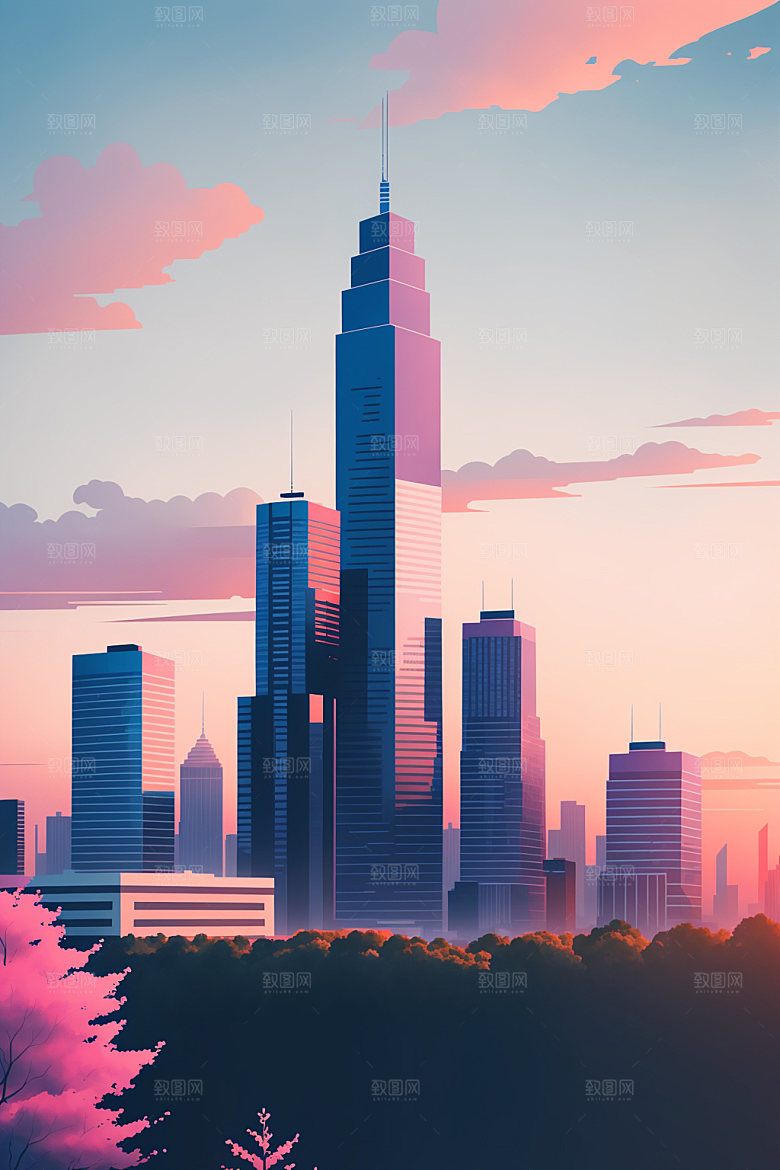 城市地标都市插画