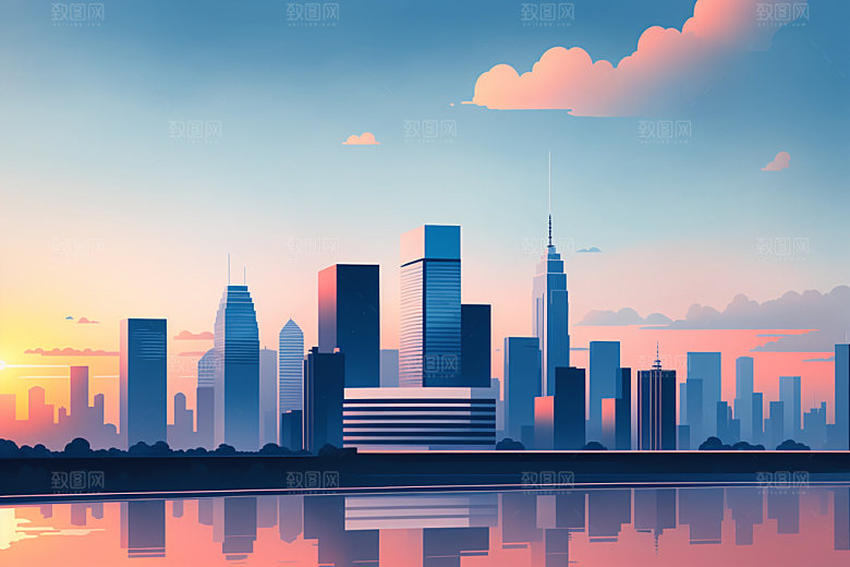 城市地标艺术插画