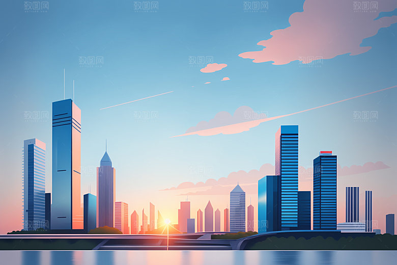 城市艺术大厦插画