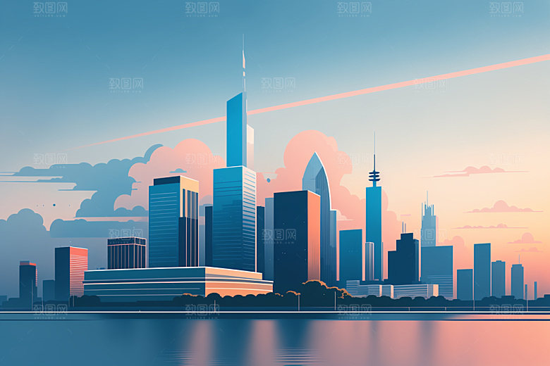 城市大厦简约插画
