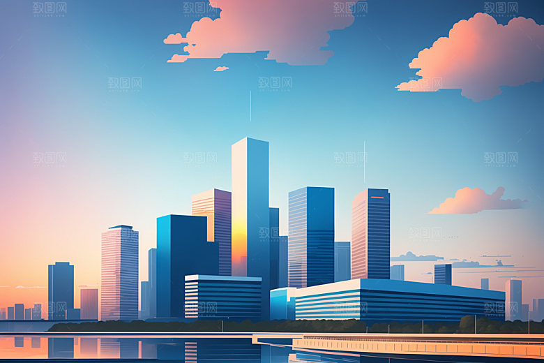 城市都市地标插画