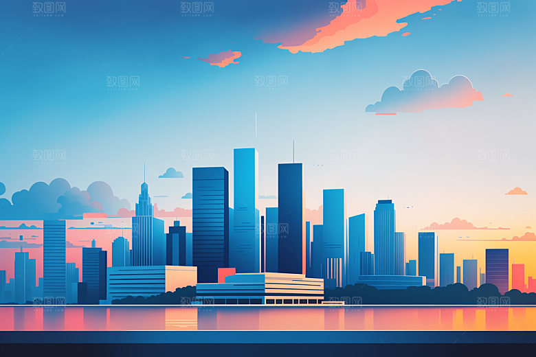 城市艺术大厦插画