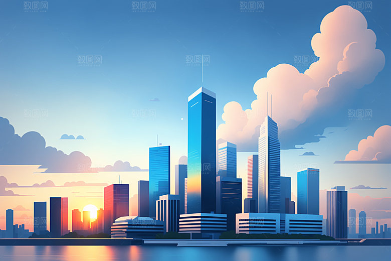城市艺术大厦插画