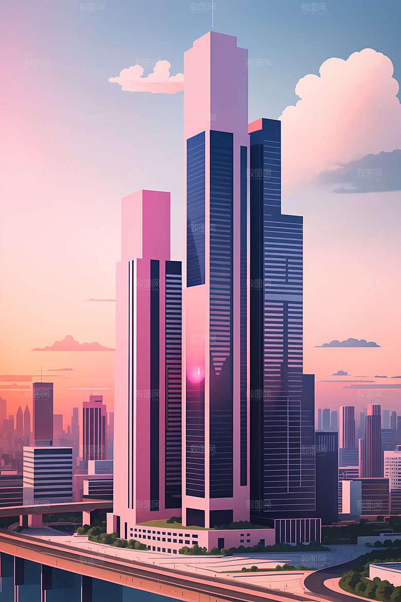 城市都市简约插画
