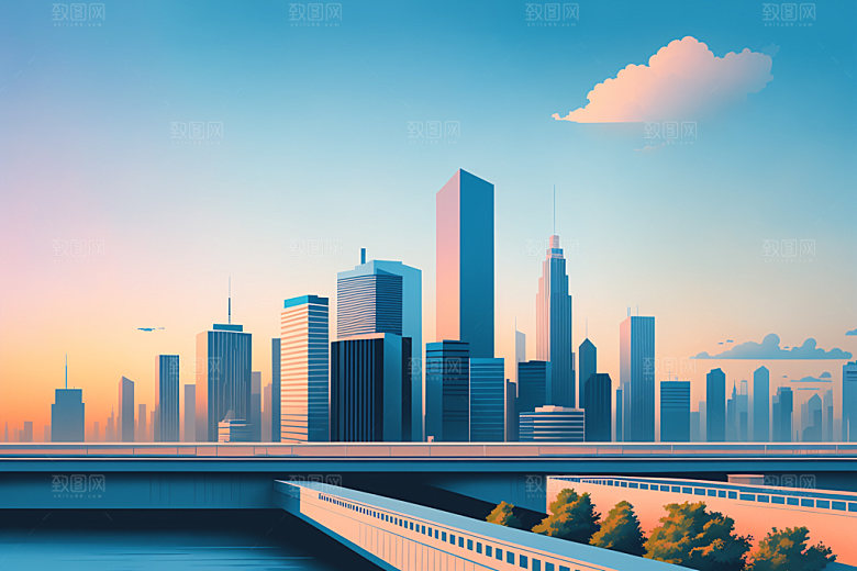 城市都市楼房插画