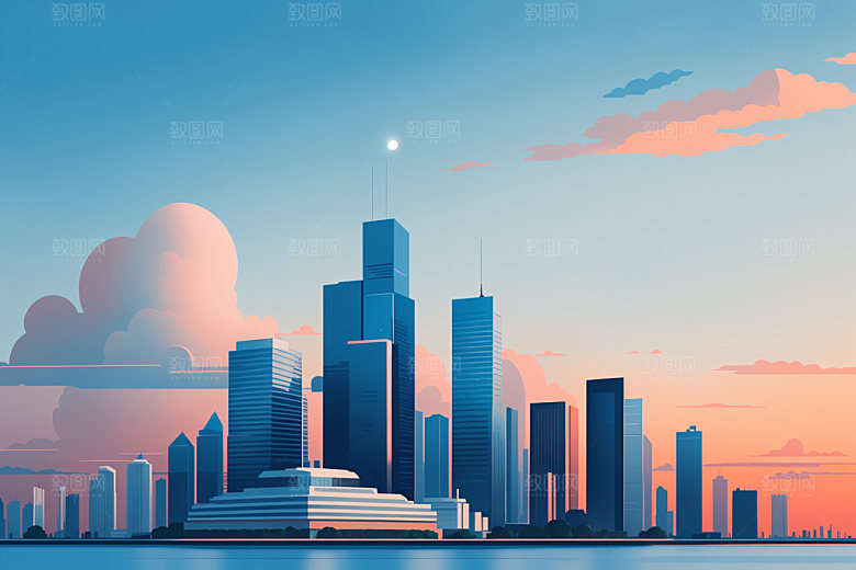 城市艺术楼房插画