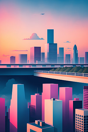 城市都市简约插画