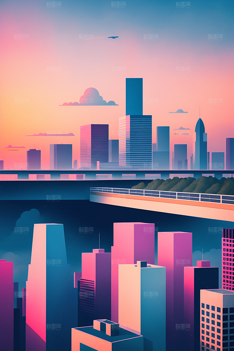 城市都市简约插画