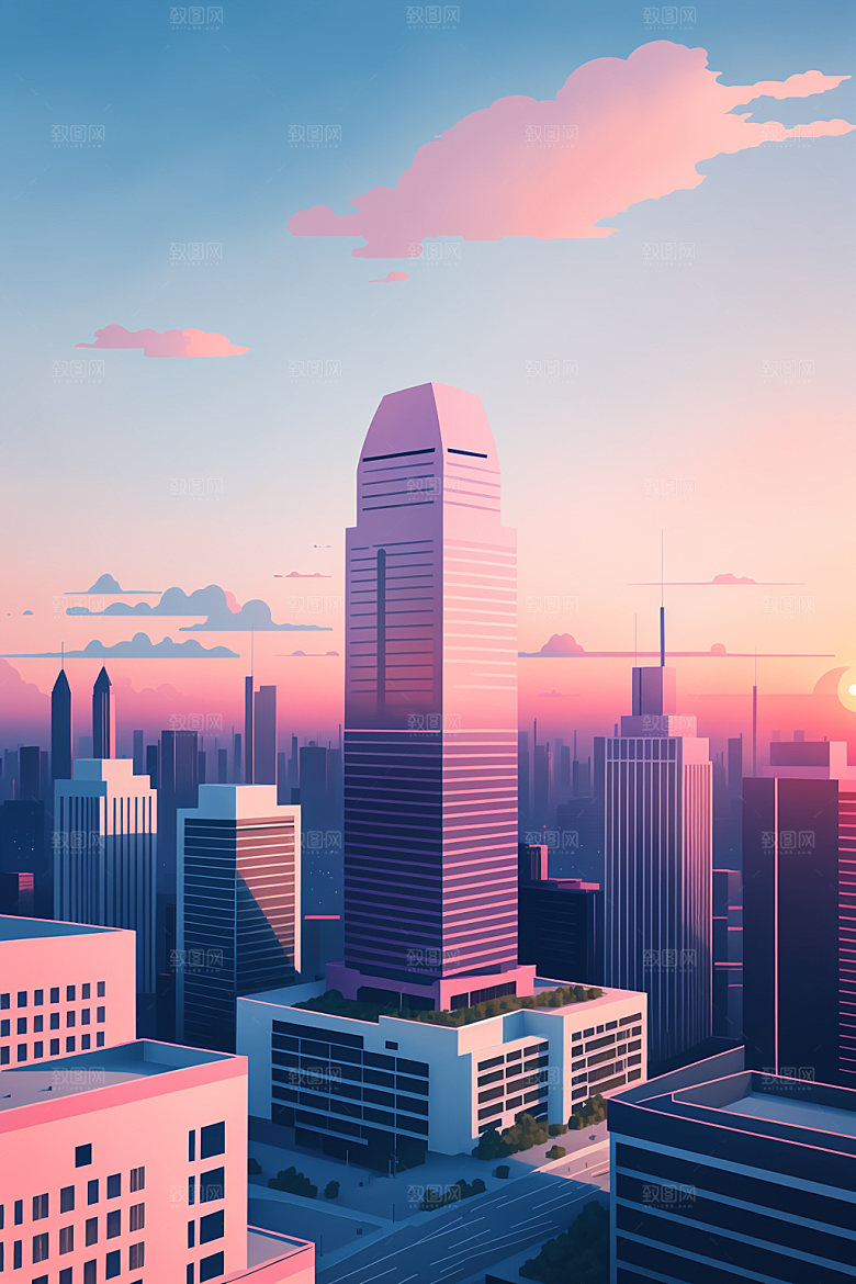 城市艺术大厦插画