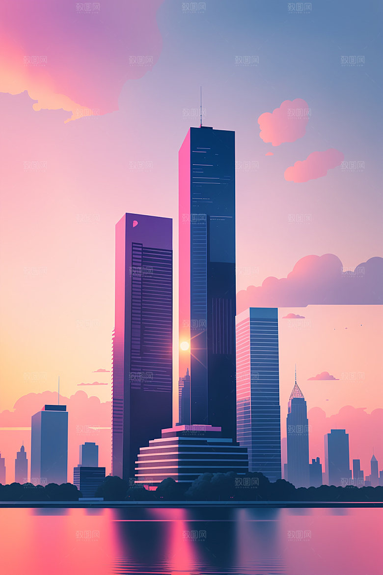 城市都市扁平风插画