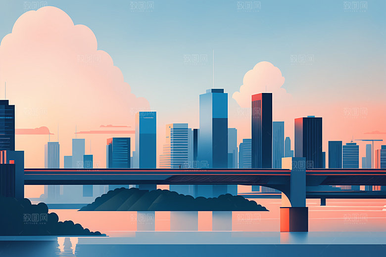 城市艺术简约插画