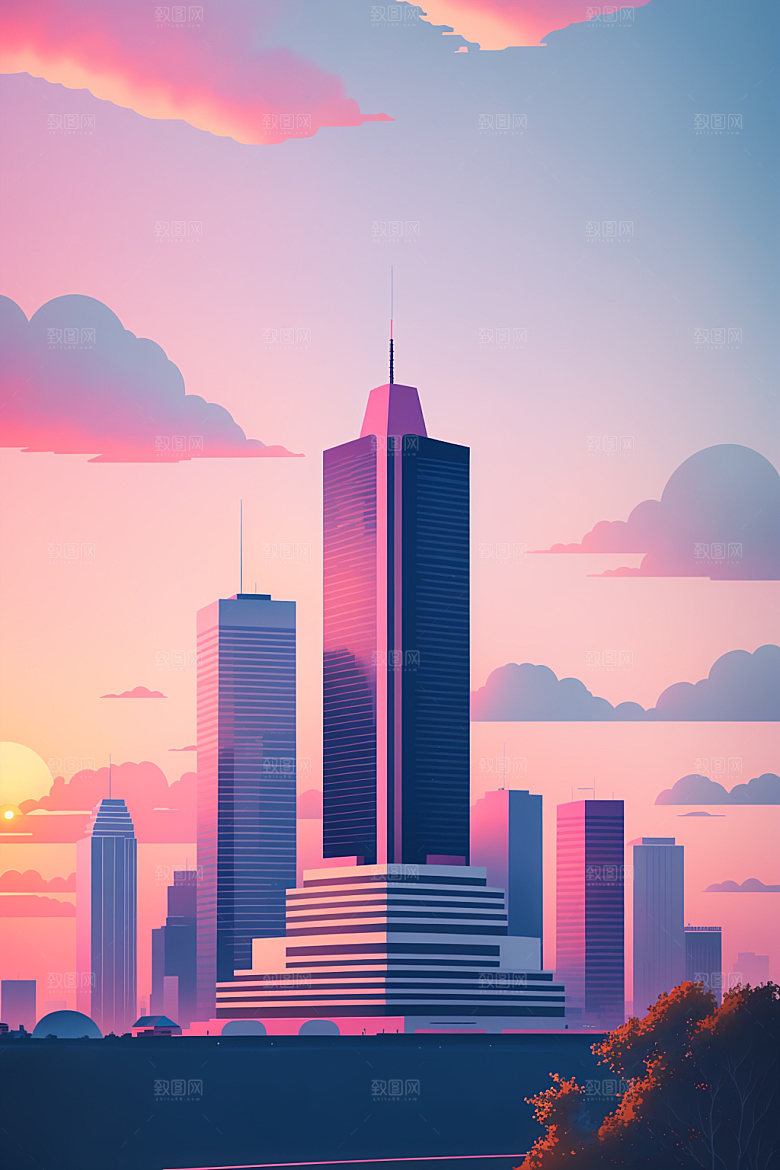 城市地标都市插画