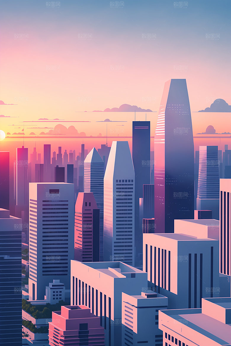 城市都市楼房插画
