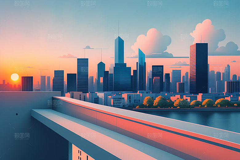 城市艺术简约插画