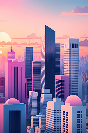 城市楼房简约插画