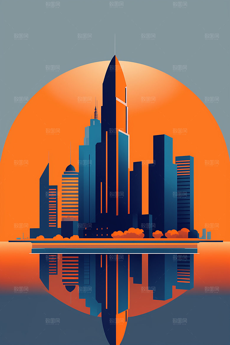城市简约楼房插画