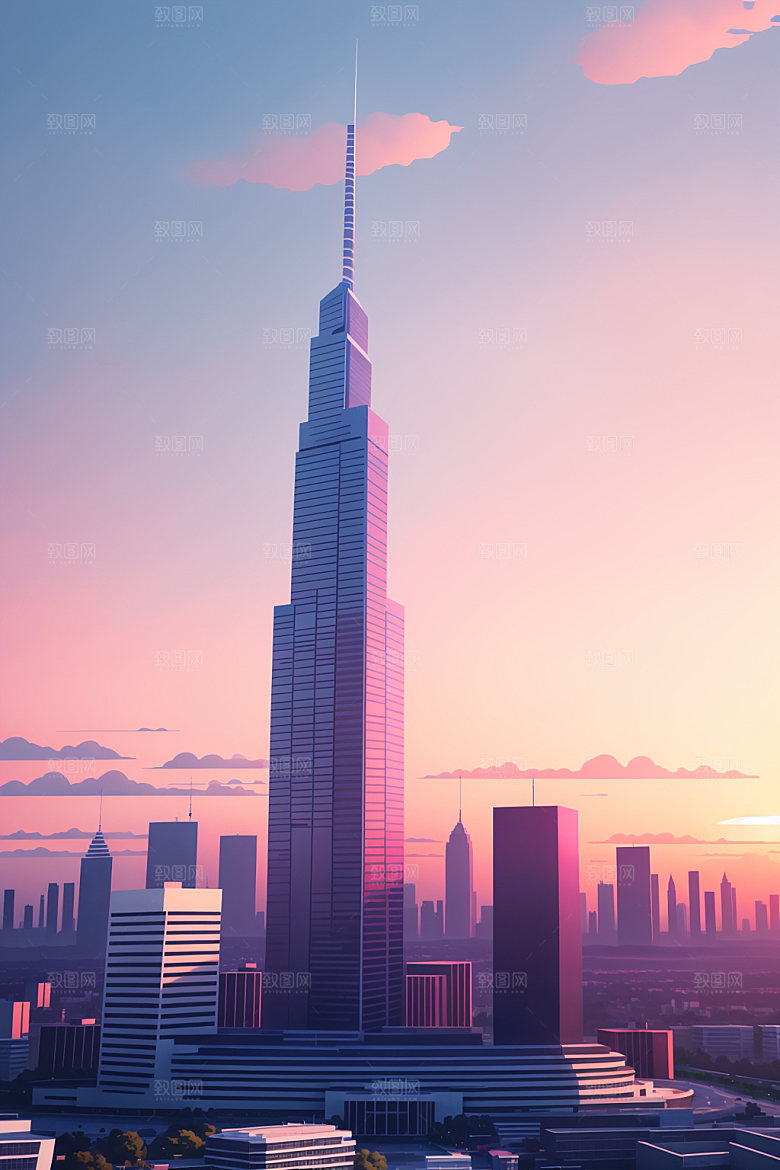 城市楼房大厦插画