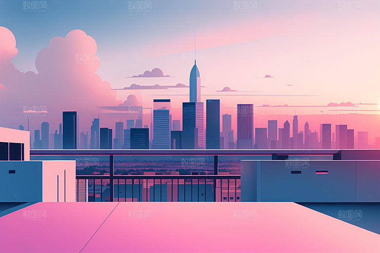 城市艺术大厦插画