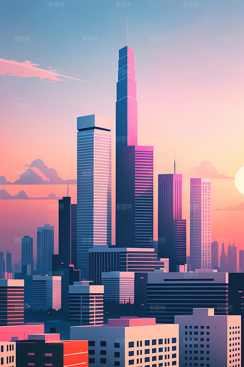 城市地标都市插画
