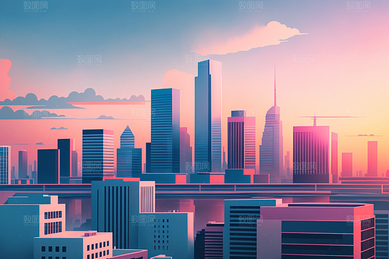 城市地标都市插画
