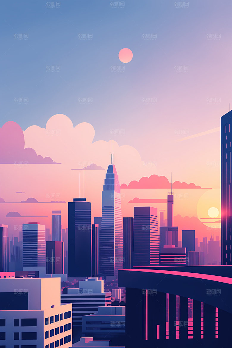 城市楼房都市插画