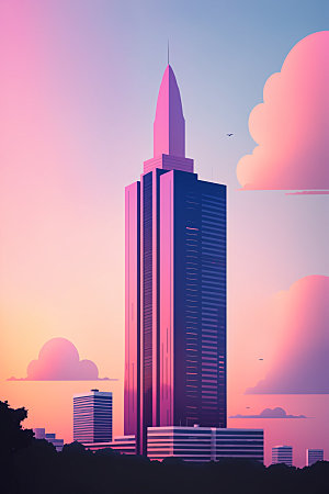 城市大厦扁平风插画