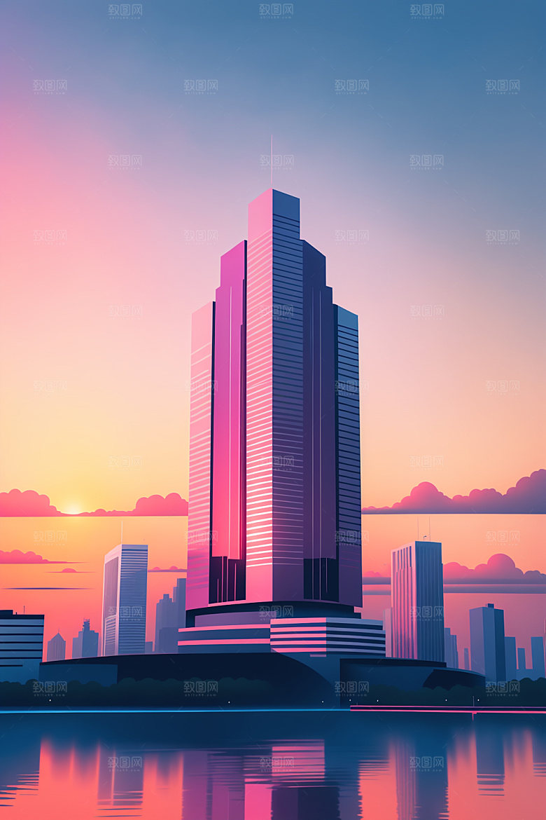 城市艺术楼房插画